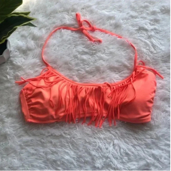 Neon Orange Bikini Top with Fringe | Fringe | Neon Bikini | Bright | Swim - Picture 14 of 14
